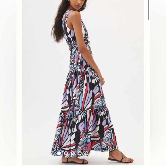 Anthropologie Maeve One-Shoulder Printed Midi Dress Size 6 - Picture 4 of 7